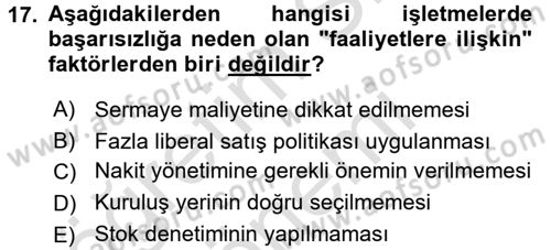 Finansal Yönetim 2 Dersi 2015 - 2016 Yılı (Final) Dönem Sonu Sınav Soruları 17. Soru