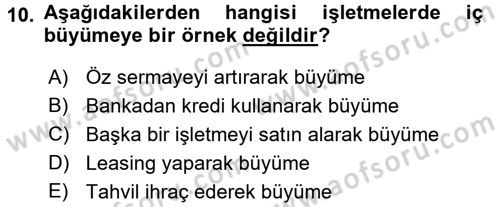 Finansal Yönetim 2 Dersi 2015 - 2016 Yılı Tek Ders Sınav Soruları 10. Soru