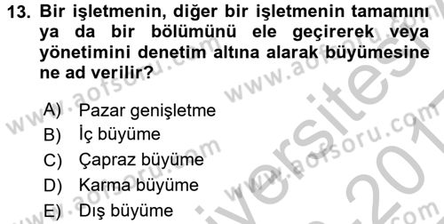 Finansal Yönetim 2 Dersi 2016 - 2017 Yılı 3 Ders Sınav Soruları 13. Soru