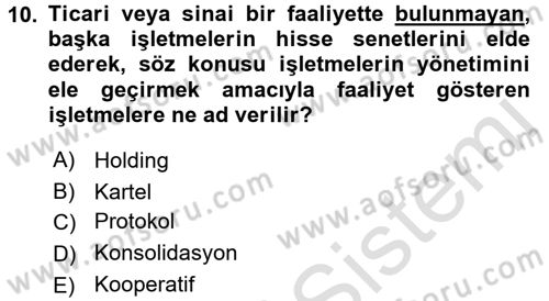 Finansal Yönetim 2 Dersi 2016 - 2017 Yılı (Final) Dönem Sonu Sınavı 10. Soru