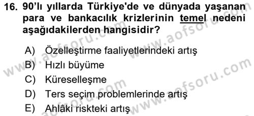 Finansal Yönetim 2 Dersi 2016 - 2017 Yılı (Final) Dönem Sonu Sınavı 16. Soru