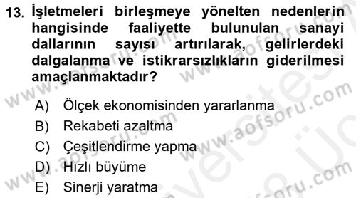 Finansal Yönetim 2 Dersi 2017 - 2018 Yılı 3 Ders Sınav Soruları 13. Soru