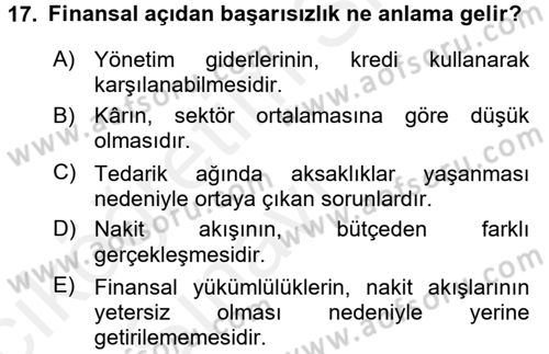 Finansal Yönetim 2 Dersi 2017 - 2018 Yılı 3 Ders Sınav Soruları 17. Soru