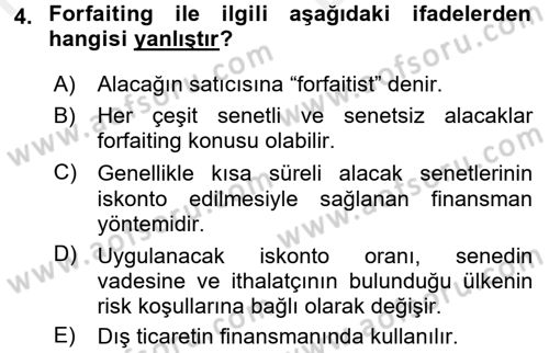 Finansal Yönetim 2 Dersi 2017 - 2018 Yılı (Vize) Ara Sınav Soruları 4. Soru