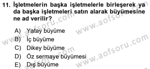 Finansal Yönetim 2 Dersi 2017 - 2018 Yılı (Final) Dönem Sonu Sınavı 11. Soru