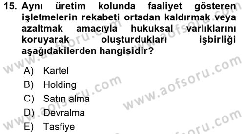 Finansal Yönetim 2 Dersi 2018 - 2019 Yılı 3 Ders Sınav Soruları 15. Soru