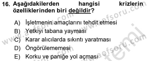 Finansal Yönetim 2 Dersi 2018 - 2019 Yılı 3 Ders Sınav Soruları 16. Soru