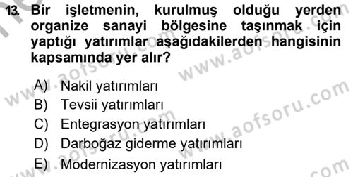 Finansal Yönetim 2 Dersi 2018 - 2019 Yılı (Vize) Ara Sınav Soruları 13. Soru