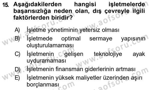 Finansal Yönetim 2 Dersi 2018 - 2019 Yılı (Final) Dönem Sonu Sınav Soruları 15. Soru