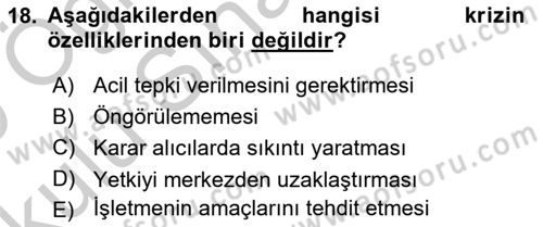 Finansal Yönetim 2 Dersi 2018 - 2019 Yılı Yaz Okulu Sınavı 18. Soru