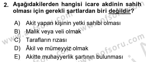 Finansal Yönetim 2 Dersi 2021 - 2022 Yılı (Vize) Ara Sınavı 2. Soru