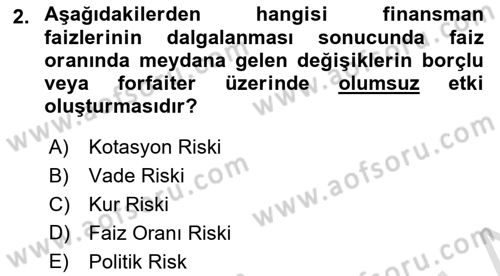 Finansal Yönetim 2 Dersi 2021 - 2022 Yılı Yaz Okulu Sınavı 2. Soru