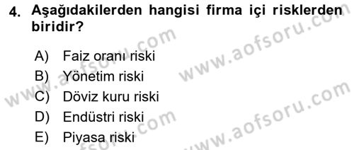 Finansal Yönetim 2 Dersi 2022 - 2023 Yılı Yaz Okulu Sınav Soruları 4. Soru