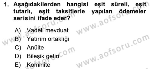 Finansal Yönetim 2 Dersi 2023 - 2024 Yılı (Final) Dönem Sonu Sınav Soruları 1. Soru