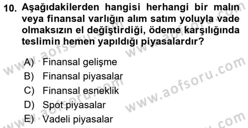 Finansal Yönetim 2 Dersi 2023 - 2024 Yılı (Final) Dönem Sonu Sınav Soruları 10. Soru