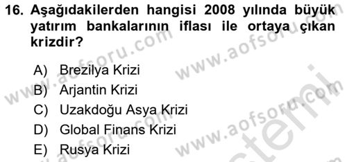 Finansal Yönetim 2 Dersi 2023 - 2024 Yılı (Final) Dönem Sonu Sınav Soruları 16. Soru