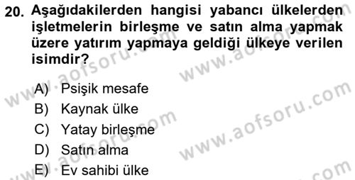 Finansal Yönetim 2 Dersi 2023 - 2024 Yılı (Final) Dönem Sonu Sınav Soruları 20. Soru