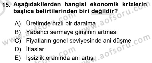 Finansal Yönetim 2 Dersi 2023 - 2024 Yılı Yaz Okulu Sınav Soruları 15. Soru
