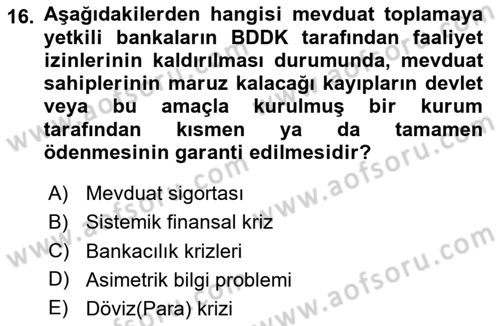 Finansal Yönetim 2 Dersi 2023 - 2024 Yılı Yaz Okulu Sınav Soruları 16. Soru