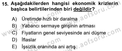 Finansal Yönetim 2 Dersi 2024 - 2025 Yılı Yaz Okulu Sınav Soruları 15. Soru