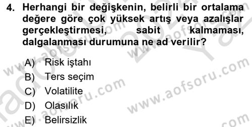 Finansal Yönetim 2 Dersi 2024 - 2025 Yılı Yaz Okulu Sınav Soruları 4. Soru