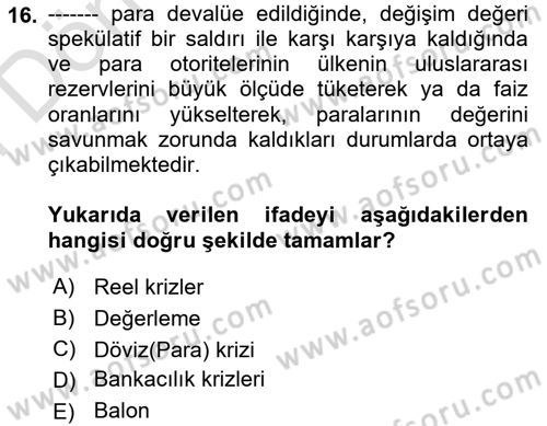 Finansal Yönetim 2 Dersi 2025 - 2026 Yılı (Final) Dönem Sonu Sınav Soruları 16. Soru