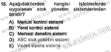 Finansal Yönetim Dersi 2012 - 2013 Yılı Tek Ders Sınav Soruları 15. Soru