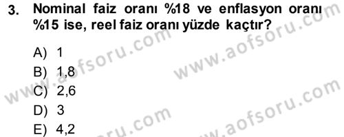 Finansal Yönetim Dersi 2014 - 2015 Yılı Tek Ders Sınav Soruları 3. Soru