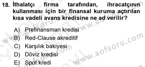 Finansal Yönetim Dersi 2015 - 2016 Yılı Tek Ders Sınav Soruları 18. Soru