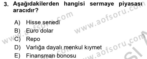 Finansal Yönetim Dersi 2016 - 2017 Yılı 3 Ders Sınav Soruları 3. Soru
