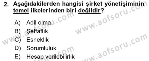 Finansal Yönetim Dersi 2016 - 2017 Yılı (Vize) Ara Sınav Soruları 2. Soru