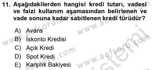 Finansal Yönetim Dersi 2021 - 2022 Yılı (Final) Dönem Sonu Sınav Soruları 11. Soru