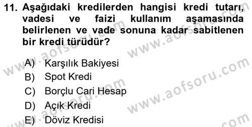 Finansal Yönetim Dersi 2024 - 2025 Yılı Yaz Okulu Sınav Soruları 11. Soru
