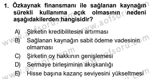 Finansal Tablolar Analizi Dersi 2018 - 2019 Yılı (Final) Dönem Sonu Sınav Soruları 1. Soru