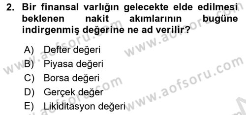 Finansal Tablolar Analizi Dersi 2021 - 2022 Yılı (Final) Dönem Sonu Sınav Soruları 2. Soru