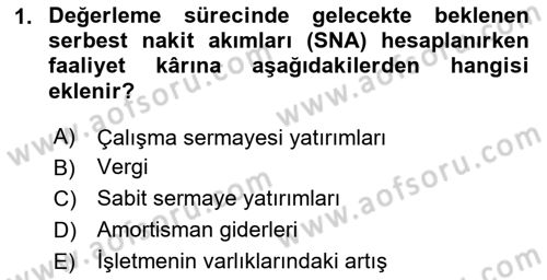 Finansal Tablolar Analizi Dersi 2023 - 2024 Yılı (Final) Dönem Sonu Sınav Soruları 1. Soru