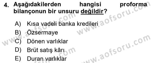 Finansal Tablolar Analizi Dersi 2023 - 2024 Yılı (Final) Dönem Sonu Sınav Soruları 4. Soru