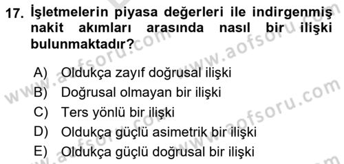 Finansal Tablolar Analizi Dersi 2024 - 2025 Yılı (Final) Dönem Sonu Sınav Soruları 17. Soru