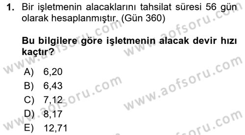Finansal Tablolar Analizi Dersi 2025 - 2026 Yılı (Final) Dönem Sonu Sınav Soruları 1. Soru