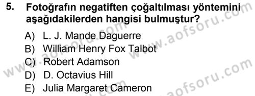 Temel Fotoğrafçılık Dersi Ara Sınavı Deneme Sınav Soruları 5. Soru