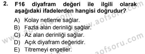 Temel Fotoğrafçılık Dersi 2012 - 2013 Yılı (Final) Dönem Sonu Sınav Soruları 2. Soru