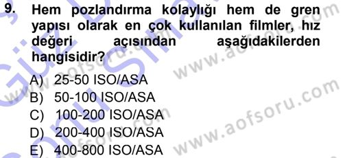 Temel Fotoğrafçılık Dersi 2012 - 2013 Yılı (Final) Dönem Sonu Sınav Soruları 9. Soru