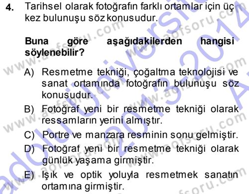 Temel Fotoğrafçılık Dersi Ara Sınavı Deneme Sınav Soruları 4. Soru