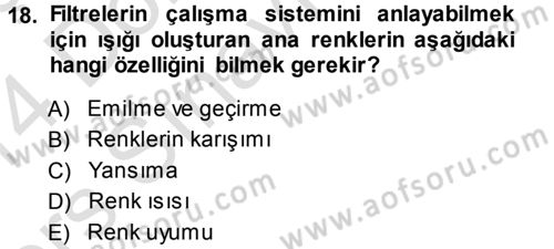 Temel Fotoğrafçılık Dersi 2013 - 2014 Yılı Tek Ders Sınav Soruları 18. Soru