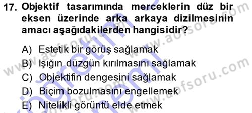 Temel Fotoğrafçılık Dersi Ara Sınavı Deneme Sınav Soruları 17. Soru