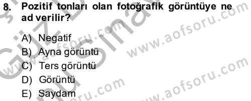Temel Fotoğrafçılık Dersi 2014 - 2015 Yılı (Final) Dönem Sonu Sınav Soruları 8. Soru