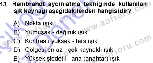 Temel Fotoğrafçılık Dersi Ara Sınavı Deneme Sınav Soruları 13. Soru