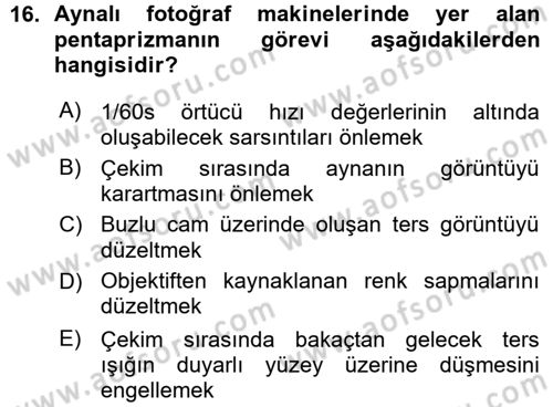 Temel Fotoğrafçılık Dersi Ara Sınavı Deneme Sınav Soruları 16. Soru