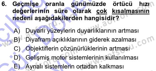 Temel Fotoğrafçılık Dersi Ara Sınavı Deneme Sınav Soruları 6. Soru