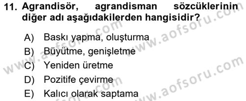 Temel Fotoğrafçılık Dersi 2015 - 2016 Yılı (Final) Dönem Sonu Sınav Soruları 11. Soru